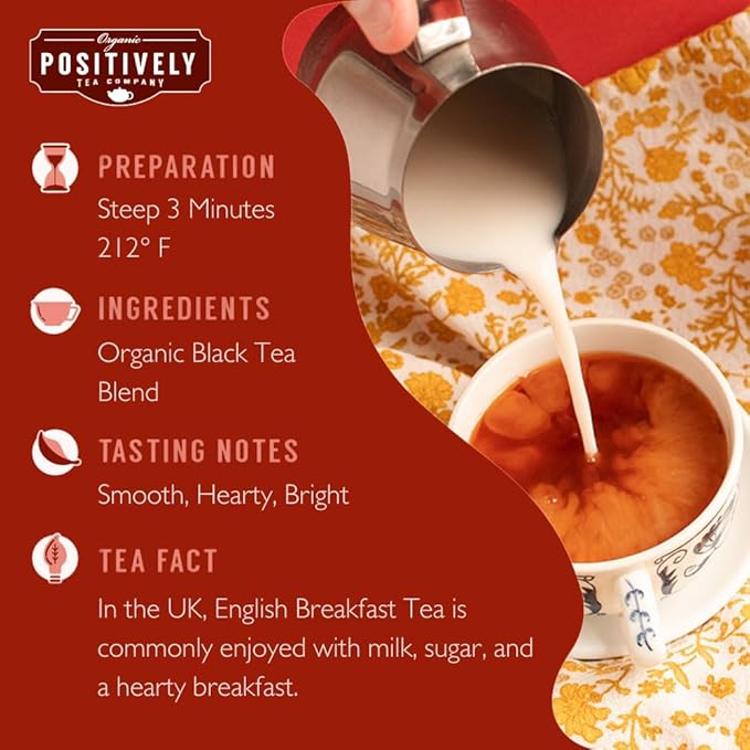 Organic Positively Tea Company English Breakfast Black Tea Loose Leaf 16 Ounce