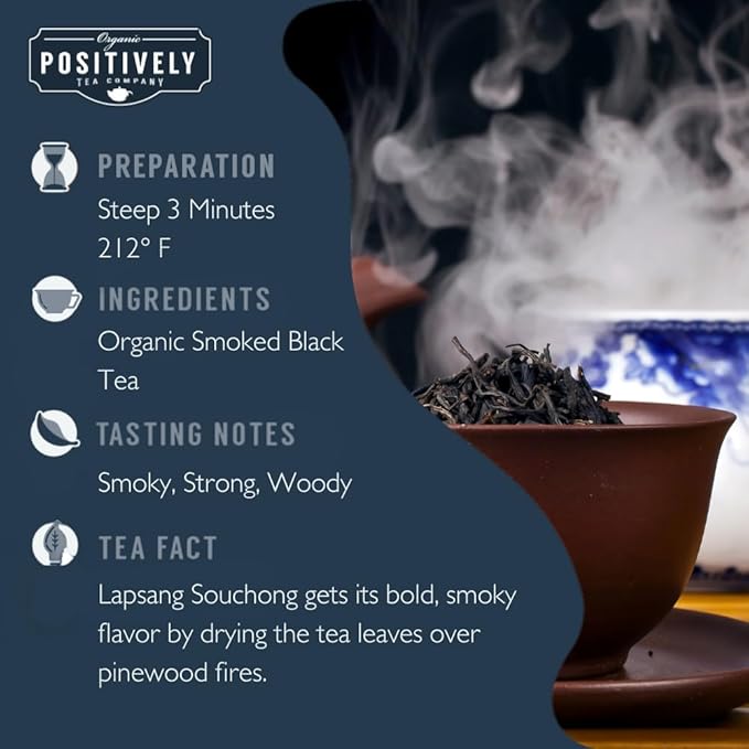Organic Positively Tea Company Lapsang Souchong Black Tea Loose Leaf 16 Ounce