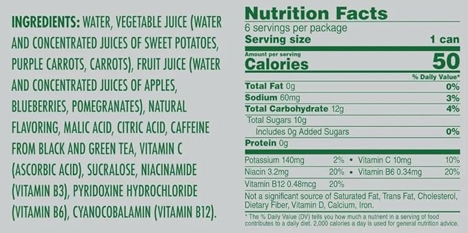 V8 +Energy Drink Variety Pack Pomegranate Blueberry Black Cherry Orange Pineapple Peach Mango 8 Fl Oz (4 Packs of 6 Cans)