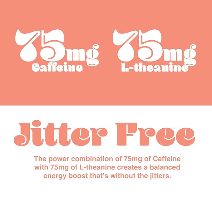 PHOCUS Caffeinated Sparkling Water Peach 75mg Natural Caffeine Plus L-Theanine Zero Sugar Zero Calories No Artificial Sweeteners 11.5 fl oz Cans (Pack of 12)