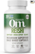 OM MUSHROOM SUPERFOOD Reishi Mushroom Capsules Superfood Supplement 90 Count 30 Days Organic Adaptogen for Stress Relief and Immune Health