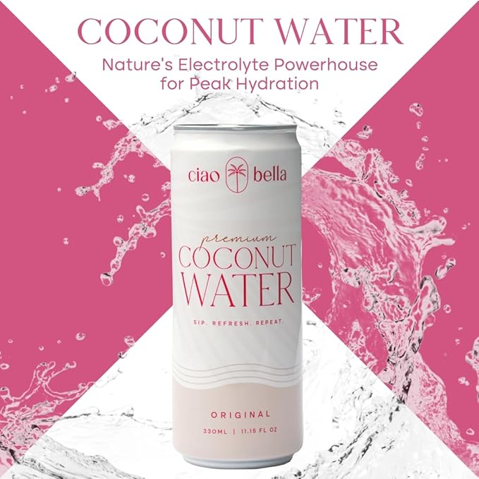 ciao bella Premium Coconut Water: All-Natural Hydration Non-GMO One Simple Ingredient 11.15 Fl Oz (Pack of 12)
