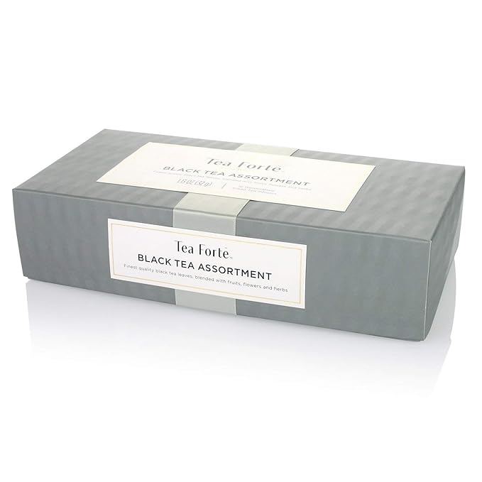Tea Forte Premium Petite Presentation Box Gift Set Sampler 10 Count 2 of Each Blend Individually Wrapped Handcrafted Pyramid Infuser Bags Black Tea