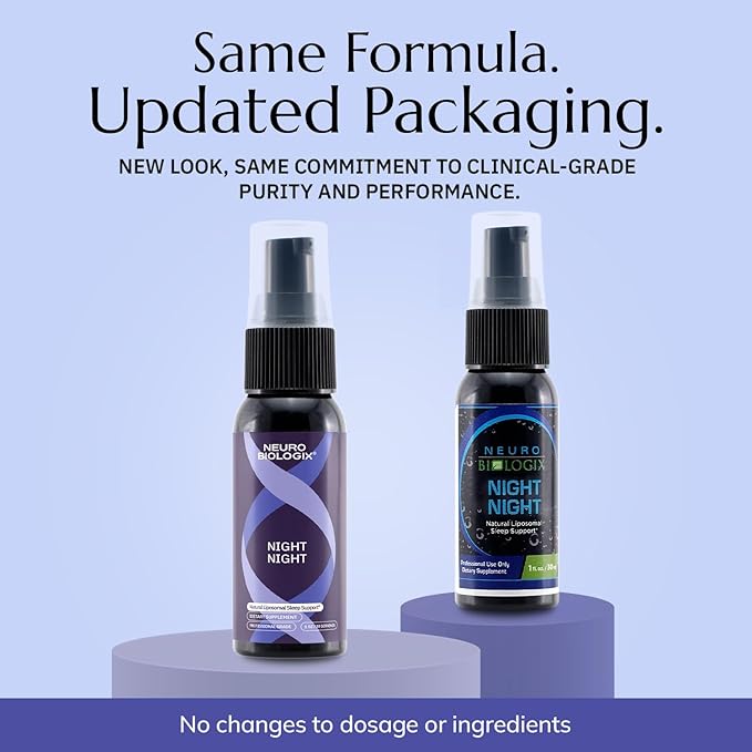Neurobiologix Night Night Liposomal Sleep Spray Melatonin &amp GABA Oral Spray for Relaxation Bedtime Routine &amp Restful Nights Fast Absorbing Liposomal Delivery Non Habit Forming Vegan 1 Fl