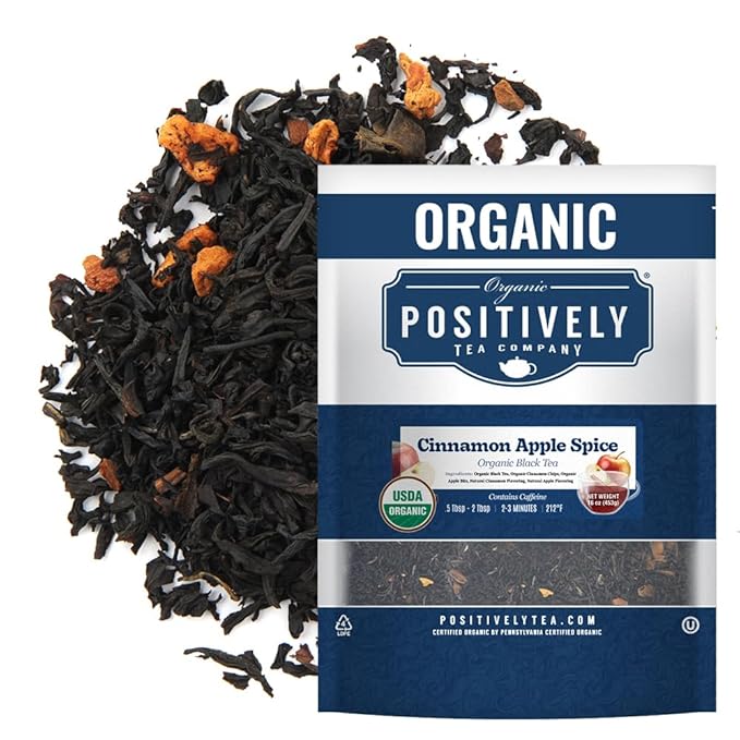 Organic Positively Tea Company Cinnamon Apple Spice Black Tea Loose Leaf 16 Ounce