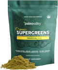 Paleovalley Organic Supergreens Powder - 23 Superfoods with Prebiotic Fiber for Energy and Immunity Support - No Cereal Grasses for Maximum Absorption - Tropical 30 Servings