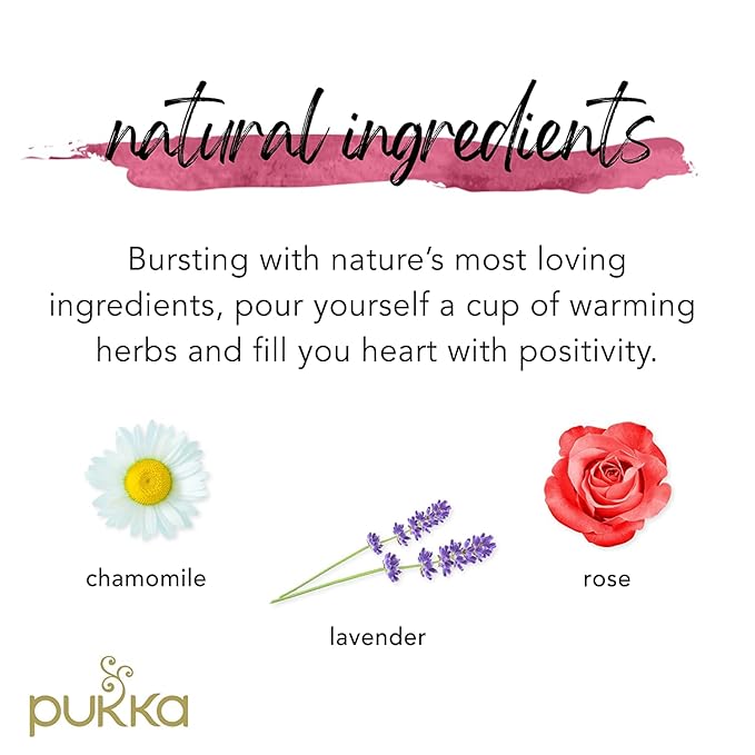 Pukka Herbal Teas Love Organic Rose Chamomile And Lavender Tea - Caffeine Free - Case Of 6 - 20 Bags