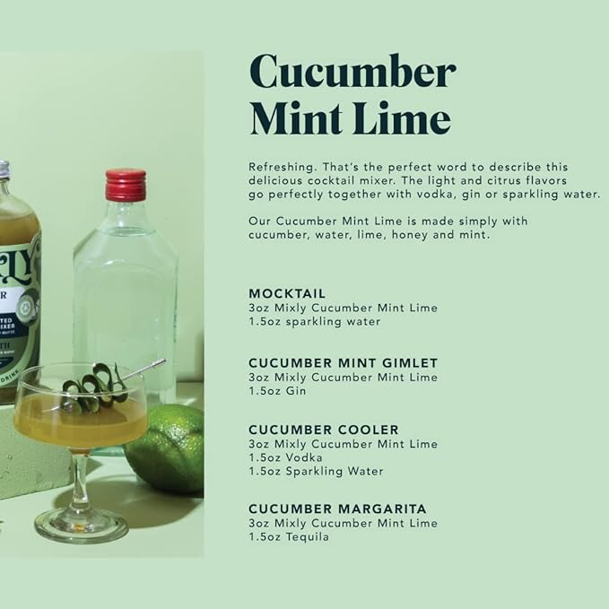 Mixly Favorites Bundle Pineapple Basil Lime Grapefruit Jalapeno Cucumber Mint Lime Made with Fresh Squeezed Juice Ready to Drink Use with Your Preferred Liquor or Soda Water Set of 3 Mixers