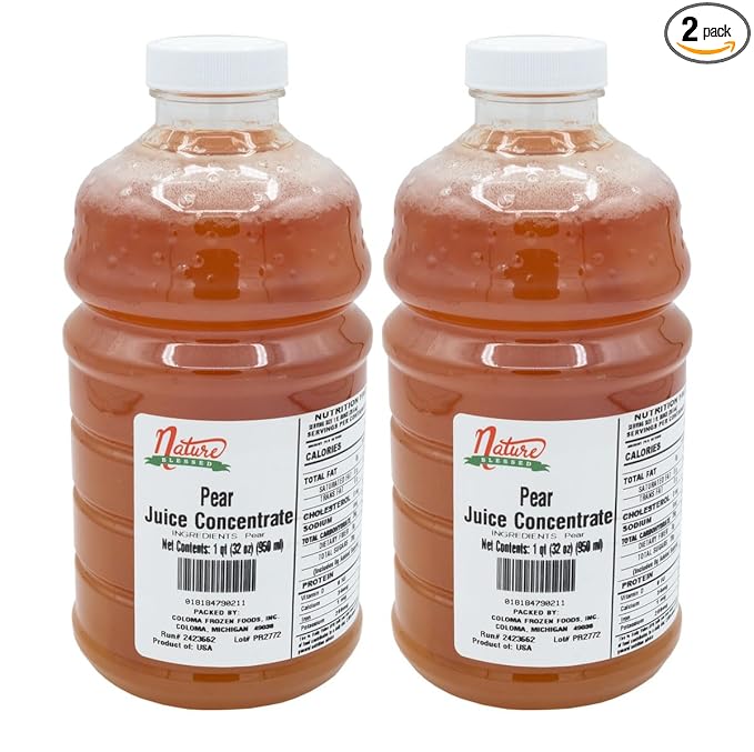 Nature Blessed 100% Pure Pear Fruit Juice Concentrate - 2 Quarts (2/32 fl oz bottles) Applications: Home Wine Making Brewing Distilling Mead Hard Cider Smoothies