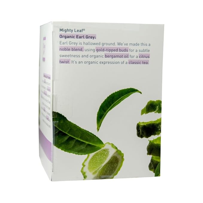 Mighty Leaf Whole Leaf Tea Organic Earl Grey 45 Tea Bags (Pack of 3 15CT each) Individual Pyramid-Style Tea Sachets of Organic Caffeinated Black Tea with Organic Bergamot Delicious Hot or Iced