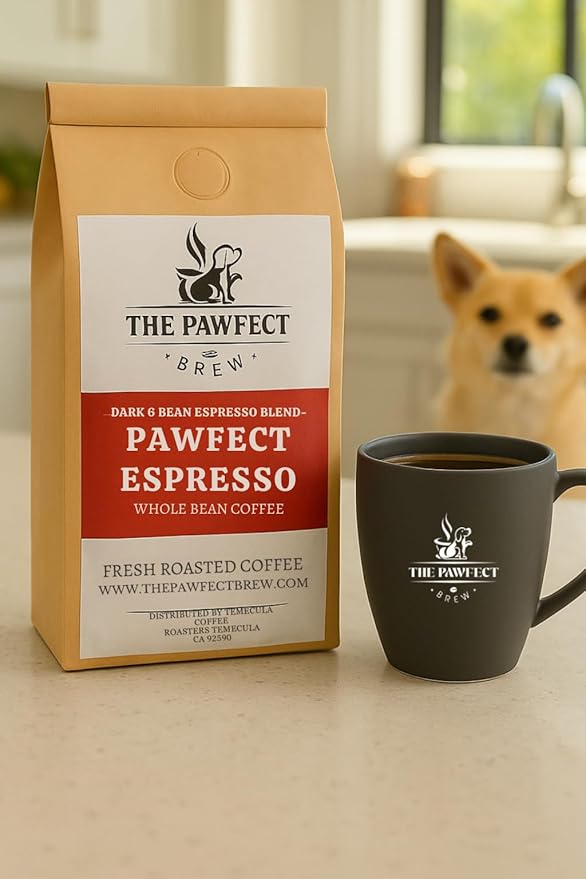 Dog Lovers Coffee – Pawfect Espresso Blend by The Pawfect Brew | Dark Roast Ground Coffee 12 oz | Roasted to Order | 25% Profits Donated to Animal Rescue