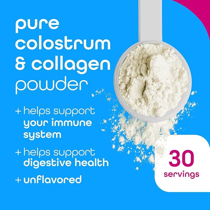 Zena Nutrition Pure Bovine Colostrum &amp Collagen Powder Supplement for Gut Health Immune Support Digestion Hair Skin &amp Nails Unflavored Gluten &amp Sugar Free 30 Servings