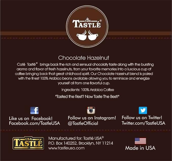 Cafe Tastlé Chocolate Hazelnut Single Serve Coffee 72 Count (Pack of 6)