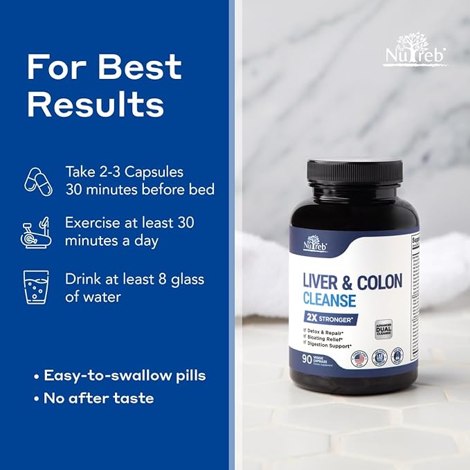 Liver Detox &amp Colon Cleanse - 2X Stronger - Liver Cleanse Detox &amp Repair - Colon Cleanser &amp Detox - Premium Milk Thistle Supplement - Men &amp Women - Vegan 90 Capsules