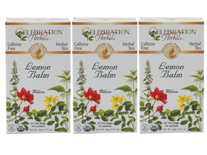 Celebration Herbals Lemon Balm Tea Bags 24 Count (Pack of 3)