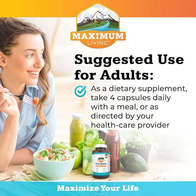 Maximum Living - Vita-Sprout Whole-Food Multivitamin &amp Phytonutrient Blend - 120 Capsules