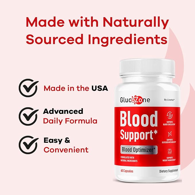 GlucoZone Blood Support - GlucoZone Capsules Support Optimizer Supplement All Natural Advanced Formula Pills Premium Vitamins for Health &amp Wellness 60 Capsules for 1 Month