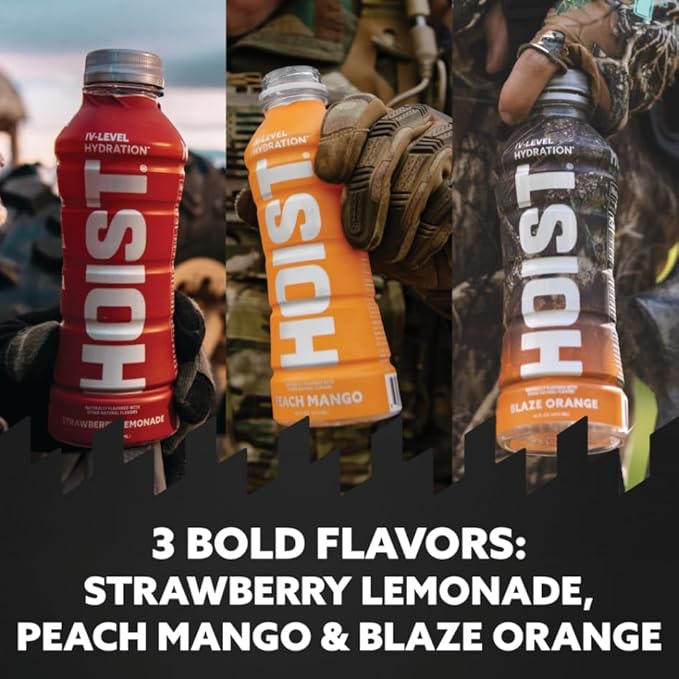HOIST Premium Military Hydration Bundle – Variety Pack Drinks + Grape Peach Mango &amp Fruit Punch Powder Sticks – Rapid Electrolyte Hydration for Performance