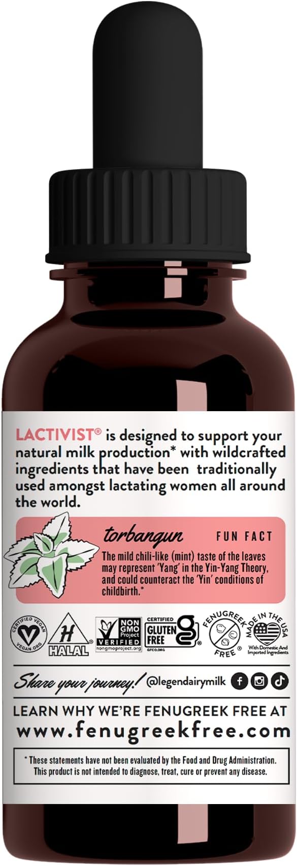 Legendairy Milk Lactivist Drops Breastfeeding Supplement to Increase Breast Milk Supply Organic Torbangun for Lactation Made in USA Alcohol Free 4 Fl Oz