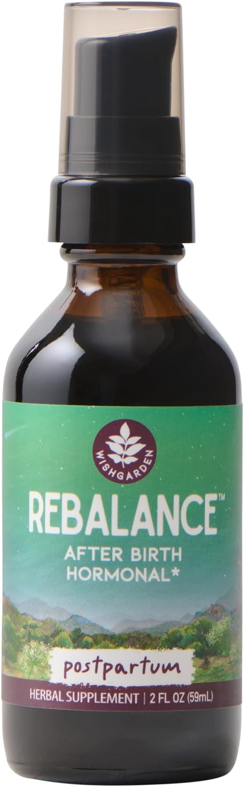 WishGarden Herbs ReBalance After Birth Hormonal - Plant-Based Herbal Supplement with Vitex Berry &amp Motherwort Supports Healthy Postpartum Hormone Levels and Postnatal Hormone Balance 2oz