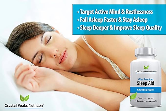 Natural Sleep Aid - Herbal Sleep Supplement Made with Valerian Root Melatonin Chamomile Magnesium – Recommended for Difficulty Sleeping - Adult Extra Strength Sleeping Pills. 60 Vegan Capsules