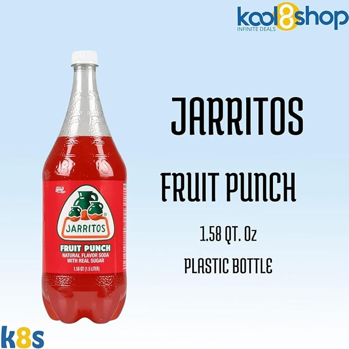 Jarritos Fruit Punch Mexican Soft Soda Drink 1.5 Lt Plastic Bottles 5 Pack + 15 Sugarcane Disposable Straws by KOOL8SHOP Infinite Deals