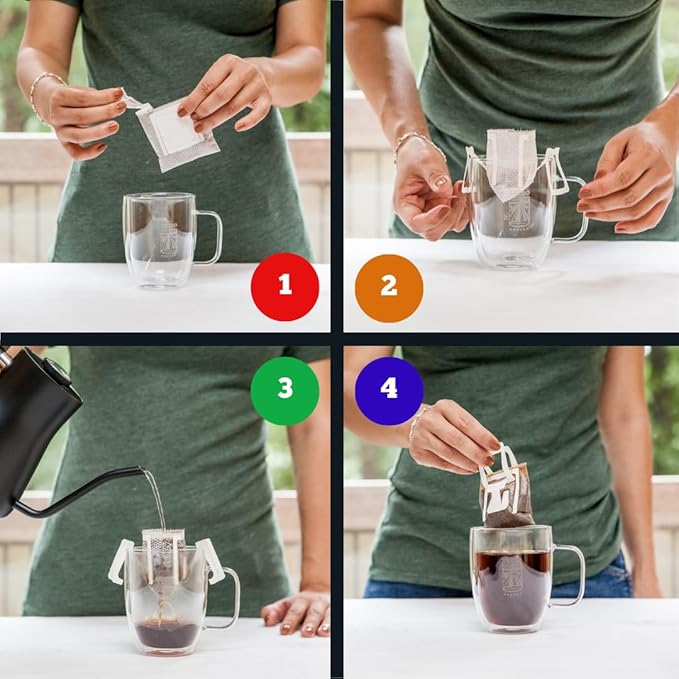 Tribo Coffee Single-Serve Portable Pour Over Drip Coffee - Colombia - 5 Servings Per Box (Medium Roast)