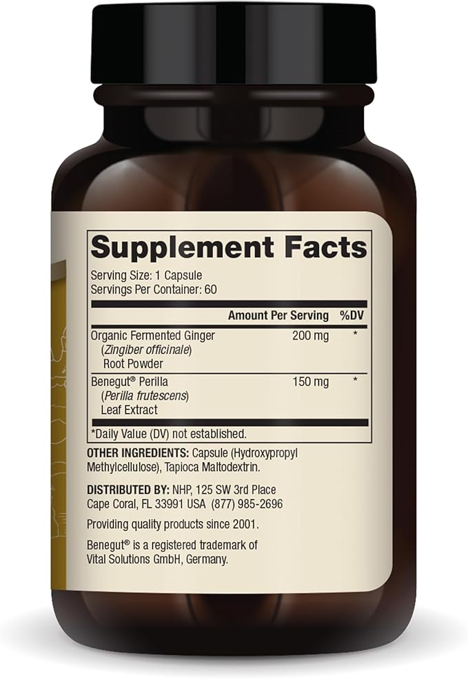 Dr. Mercola Fermented Ginger with Benegut - Supports Digestive &amp Gut Health - Aids Occasional Gas Bloating &amp Discomfort - Non-GMO Gluten-Free &amp Soy-Free - 60 Capsules (60 Servings)