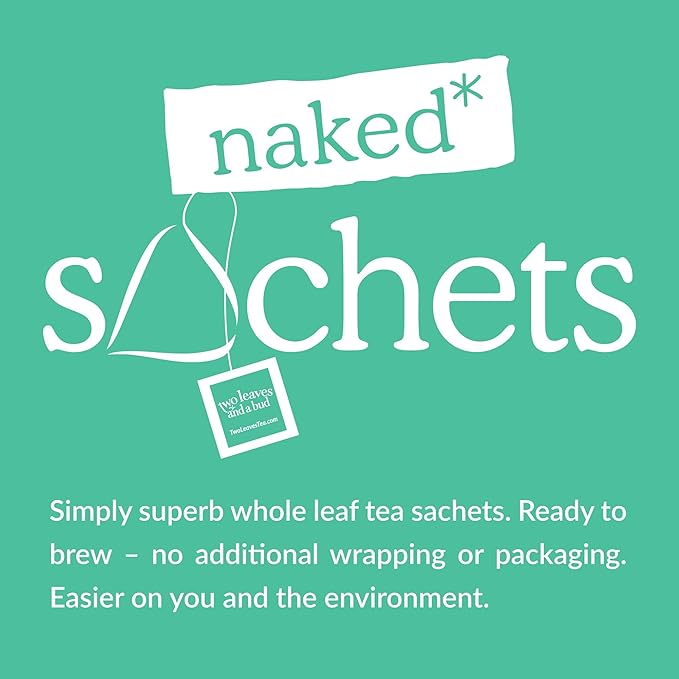Two Leaves and a Bud Organic Peppermint - 50 Naked Tea Sachets Naturally Caffeine Free Whole Leaf Herbal Tea in Eco-Friendly Unwrapped Compostable Sachets Resealable Bag 50 Count (Pack of 1)