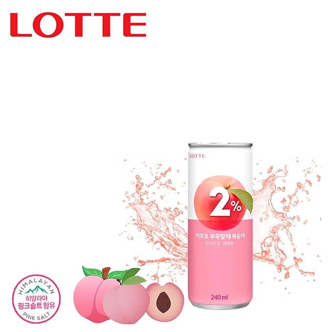 LOTTE 2% Soft Drink Peach/Plum Variety (240ml/Pack) (Peach 12 Cans)