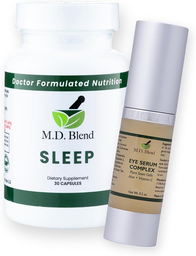 Sleep + Plant Stem Cell Eye Serum Natural Supplement with L-Theanine Ashwagandha Magnesium Valerian Root Melatonin - Non-Habit Forming Formula for Rejuvenating