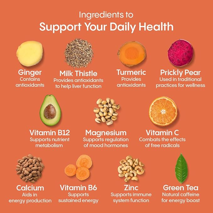 Hydralyte Liver Support + Electrolyte Mix with Milk Thistle Turmeric Ginger Prickly Pear Green Tea Extract Formulated for Rapid Rehydration (Peach Passion Ginger 20 Packets)