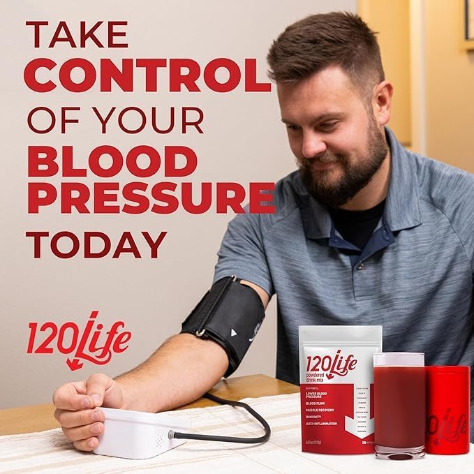 120LIFE Blood Pressure Support Natural Beet Root Powder Drink Mix with Pomegranate Powder Cranberry Supplement Tart Cherry Hibiscus and Magnesium (28 Servings) - Gluten-Free Vegan