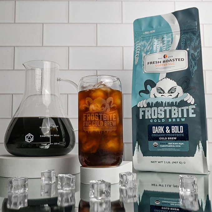 Fresh Roasted Coffee Organic Dark &amp Bold Frostbite Cold Brew | USDA Kosher | Dark Roast | 2 lb Coarse Ground
