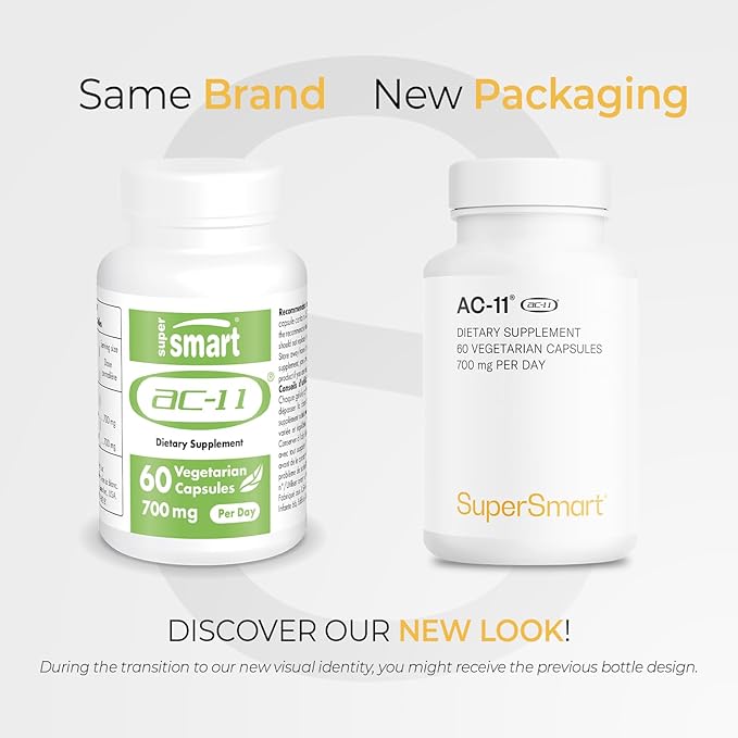 Supersmart AC-11 Supplement 700mg per Day (Cat's Claw Extract) - Uncaria Tomentosa Bark | Non-GMO &amp Gluten Free - 60 Vegetarian Capsules
