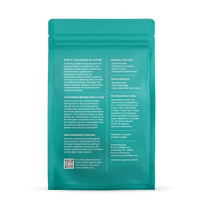 Purity Coffee FLOW Original Medium Roast K Pod Capsules (12ct Box) | Specialty-Grade USDA Organic Arabica Blend | Third Party Tested for Mold Mycotoxins &amp Pesticides