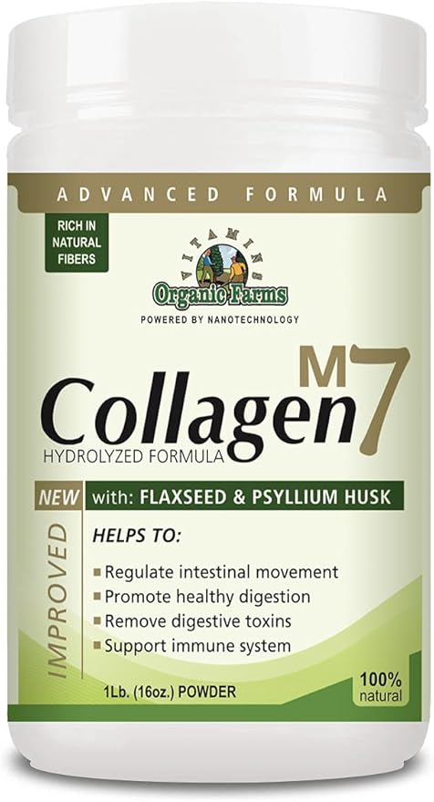 Organic Farms Vitamins Collagen M7-1Lb. (16oz.) Powder - Promotes Healthy Digestion - 100% Natural - Dietary Supplement