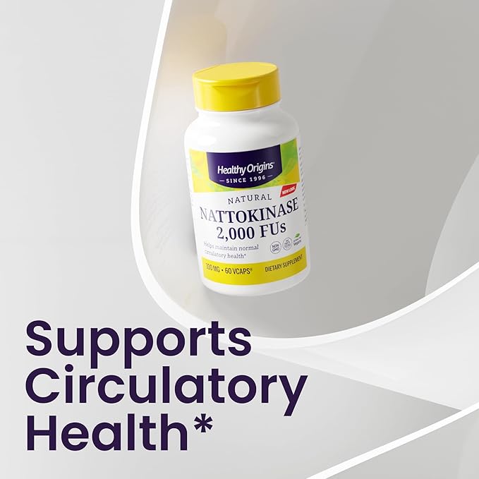 Healthy Origins Nattokinase 2000 FU's (100 mg Non-GMO Gluten Free Circulatory Support) 180 Veggie Caps