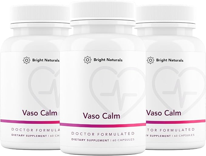 Vaso Calm - Healthy Blood Balance Supplement - Features Fermented Garlic Celery and Grape Seed Extract Hibiscus and Vitamin K2 - Made in The USA 180 Capsules