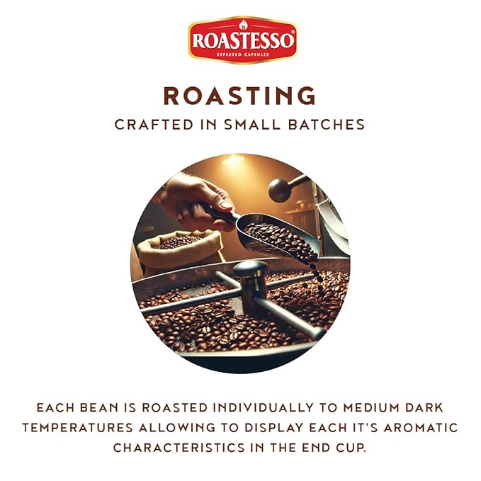 Roastesso Aluminum Espresso Capsules Flavors Variety Pack Natural Flavored Coffee Pods with French Vanilla Caramel Chocolate &amp Hazelnut Compatible with Nespresso Original Machines (40 Count)