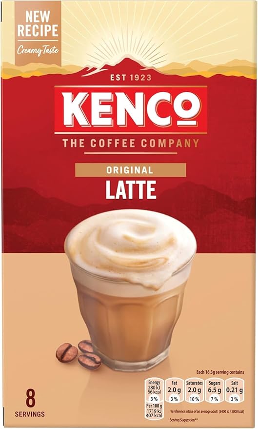 Kenco Latte Instant Coffee Sachets 8x16.3g (Pack of 5 Total 40 Sachets 652g)