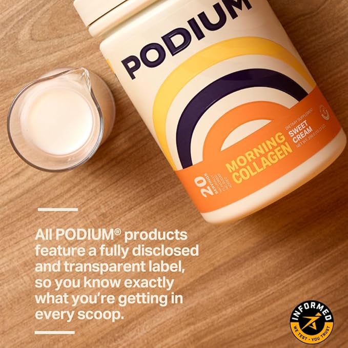 Podium Nutrition Morning Collagen Sweet Cream 20 Servings Collagen Protein Gluten Free Soy Free