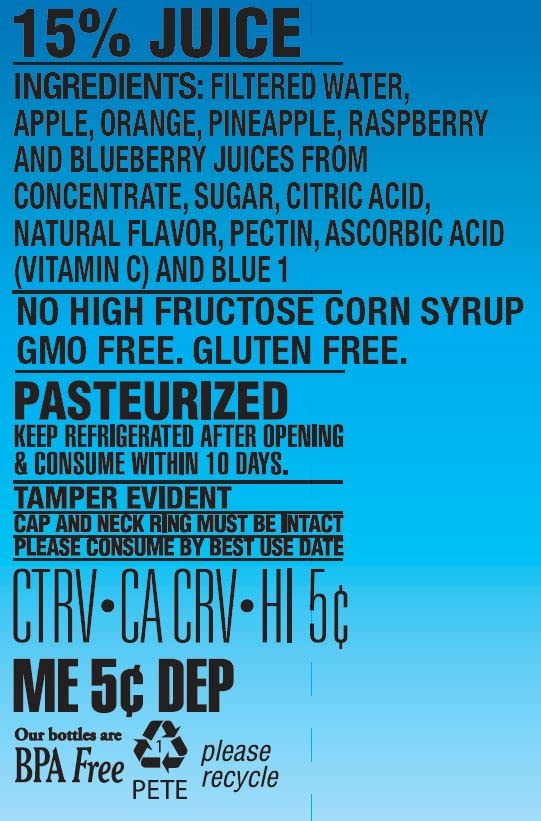 Langers Blue Raspberry Fruit Punch 64 Fl Oz (Pack of 8)