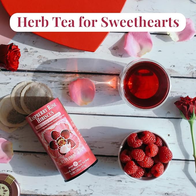 The Republic of Tea – Citizens’ Favorite Hibiscus Herbal Teas - Natural Hibiscus and Raspberry Rose Hibiscus Tea Bundle – 36 Count Tea Bags Each