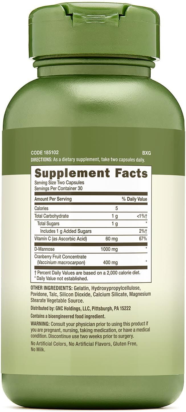 GNC Herbal Plus Cranberry D-Mannose 60 capsules