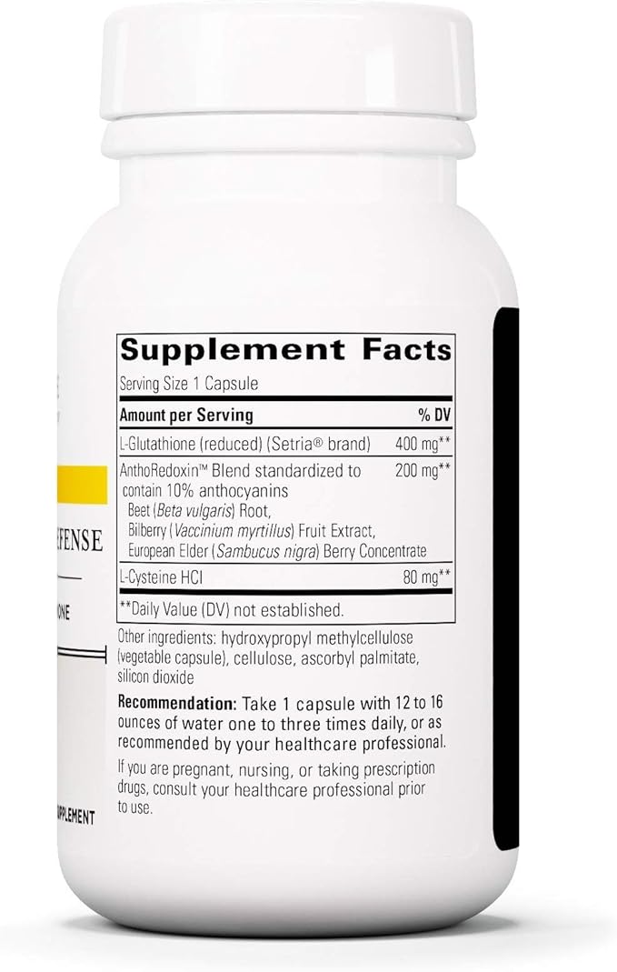 Integrative Therapeutics Glutathione Cell Defense - Supplement with 400 mg Reduced Glutathione L-Cysteine and Anthocyanins from Botanical Blend - 60 Capsules