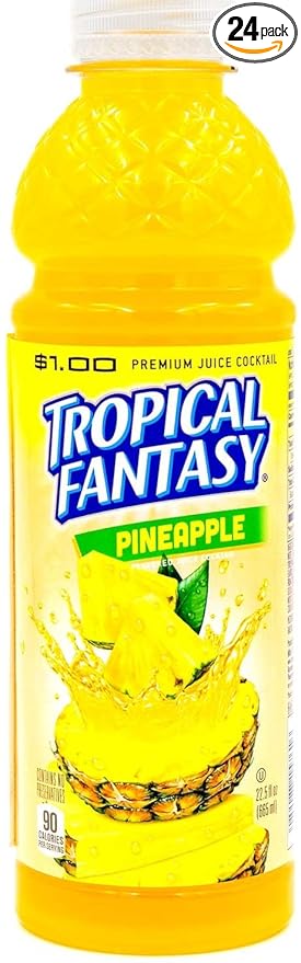 Tropical Fantasy Pineapple Juice Cocktail 22.5 Ounce (Pack of 24)