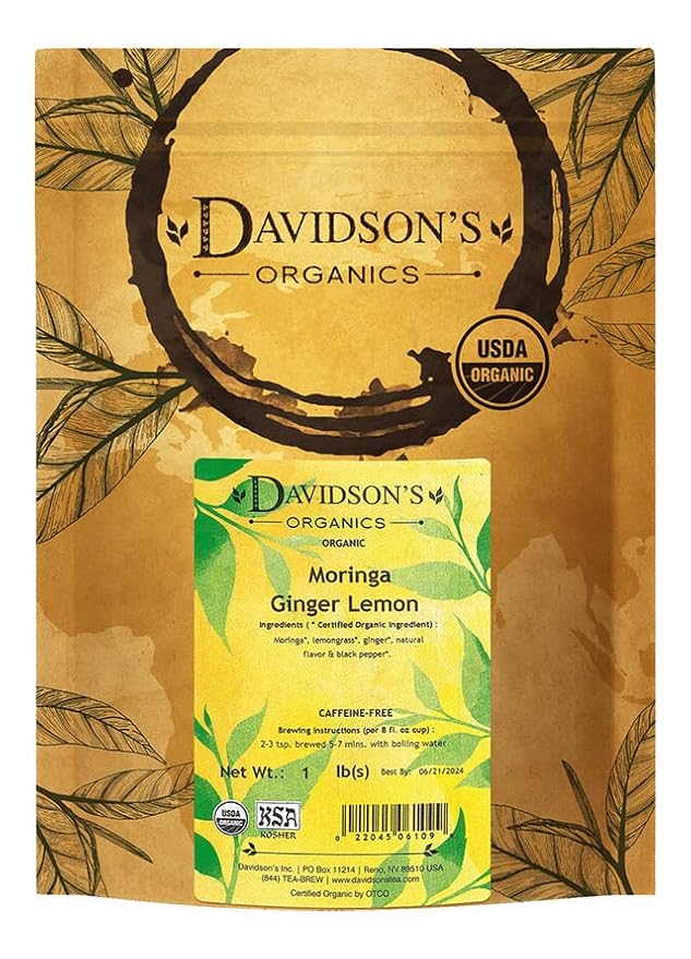 Davidson's Organics Moringa Ginger Lemon Loose Leaf Tea 16-Ounce Bag