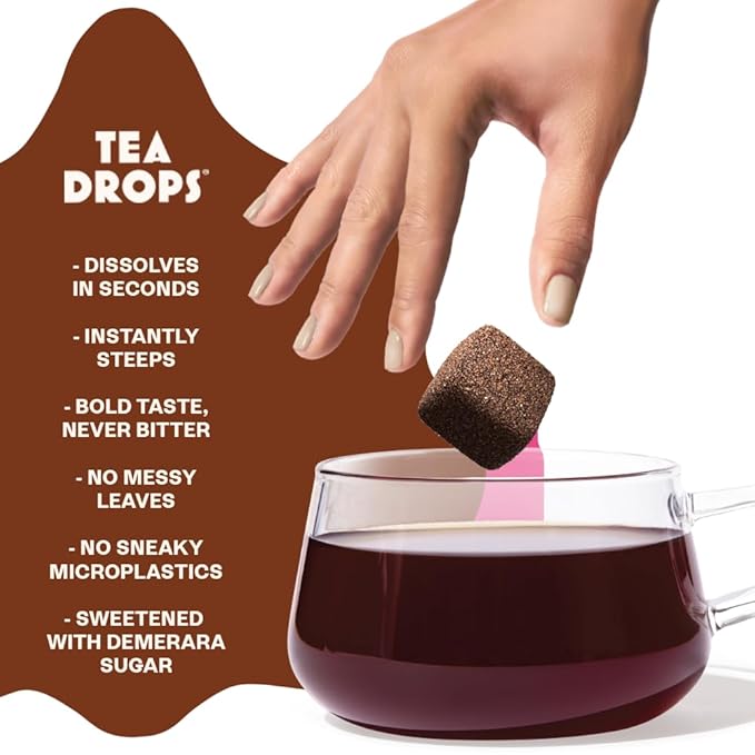 Tea Drops 30 Bulk Pack Organic Vanilla Black Bagless Tea - Loose Leaf Lightly Sweetened On-The-Go. Plastic-Free - Iced or Hot
