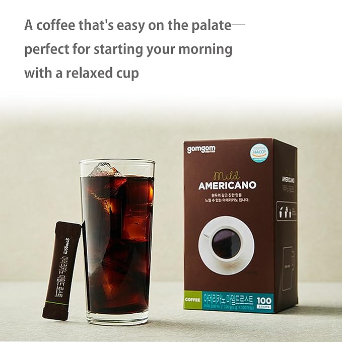 Korean Instant Coffee Mix Sticks Americano and Hazelnut 100 Count 1g Each Gom gom (100 Mild)